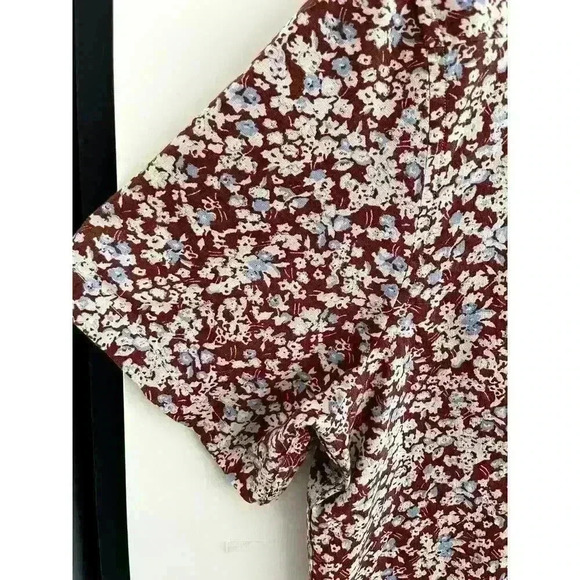 Nordstrom Mns Sz L Floral Trim Fit Button Down Shirt Brown Linen Stretch Fun NWT - Picture 13 of 16
